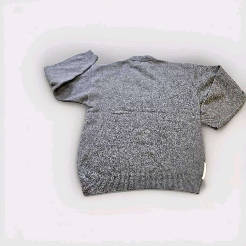 Point Sweater Women M/L Gray Floral Embroidery Italy LS Crewneck Wool Blend Boho - Picture 2 of 11